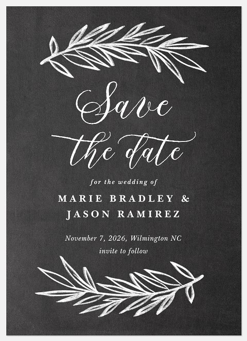 Chalkboard Laurels Save the Date Photo Cards