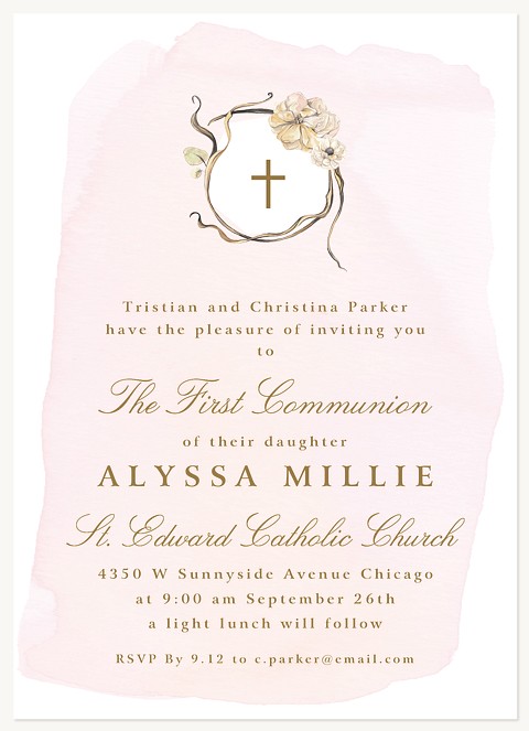 Desert Blush First Communion Invitations