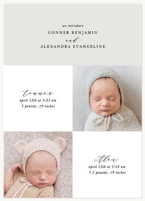 Blissful Pair Twin Birth Announcements