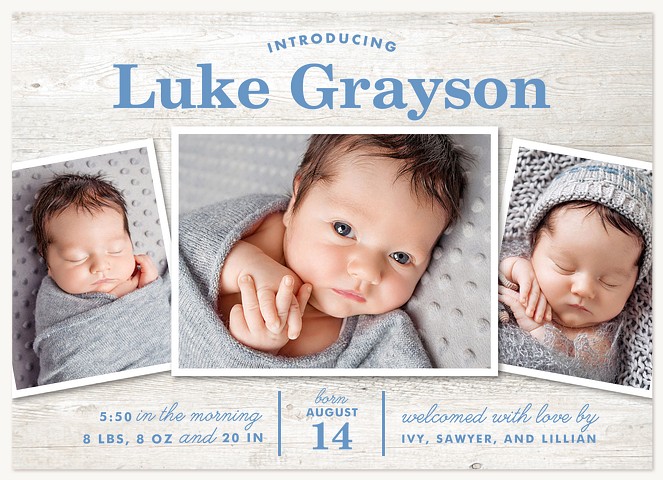 Rustic Trio Baby Announcements