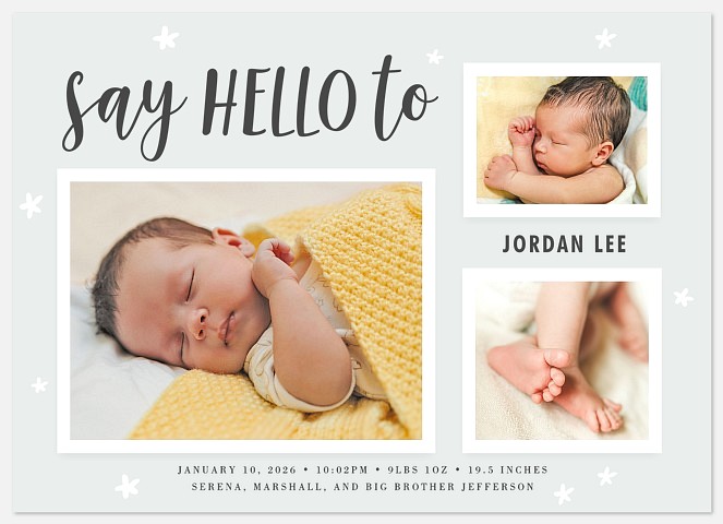 Say Hello Baby Birth Announcements