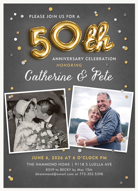 Milestone Balloons Wedding Anniversary Invitations