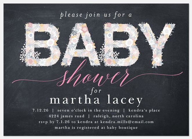 Chalkboard Floral Baby Shower Invitations