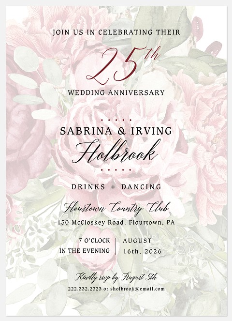 Antique Floral Anniversary Invitations