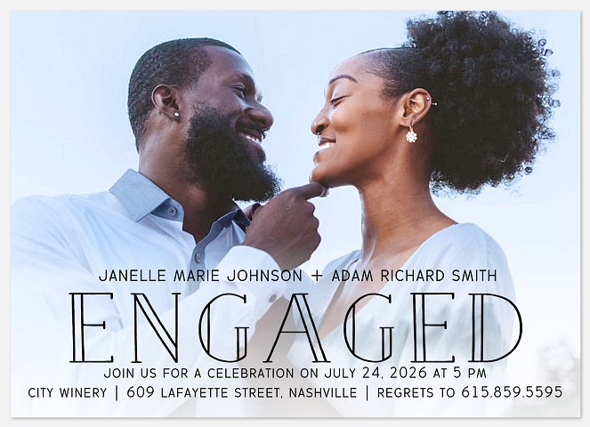 Engraved Overlay Engagement Party Invitations