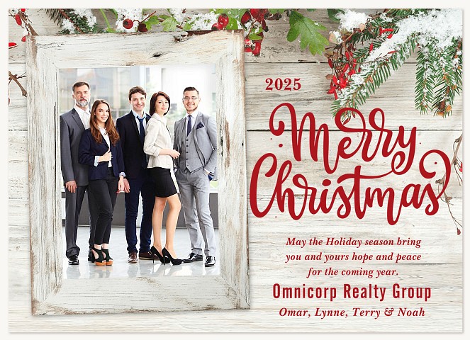 Snowy Rustic Business Holiday Cards