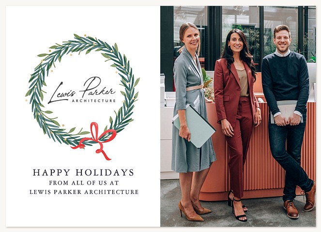 Simple Wreath Business Holiday Cards