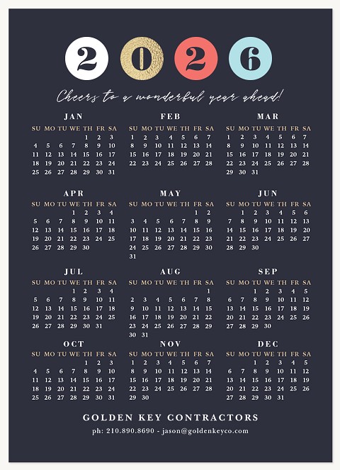 Festive Calendar Business Holiday Cards