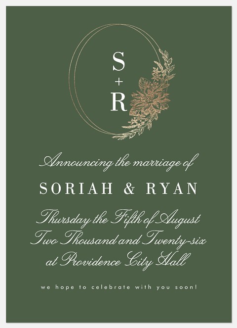 Gilded Wreath Wedding Announcements