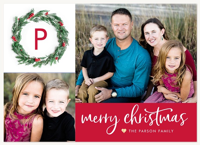 Wreathed Monogram Christmas Cards