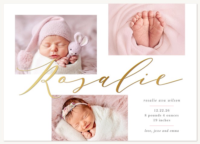 Gilded Signature Girl Baby Announcements