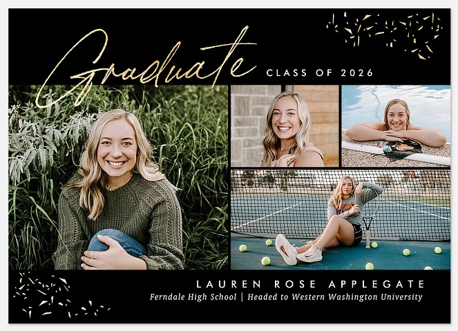 Shimmering Script Graduation Cards