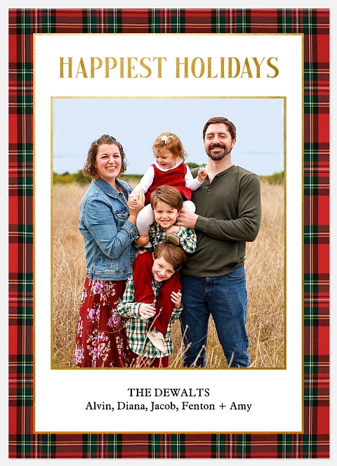 Plaid Portrait Holiday Photo Cards