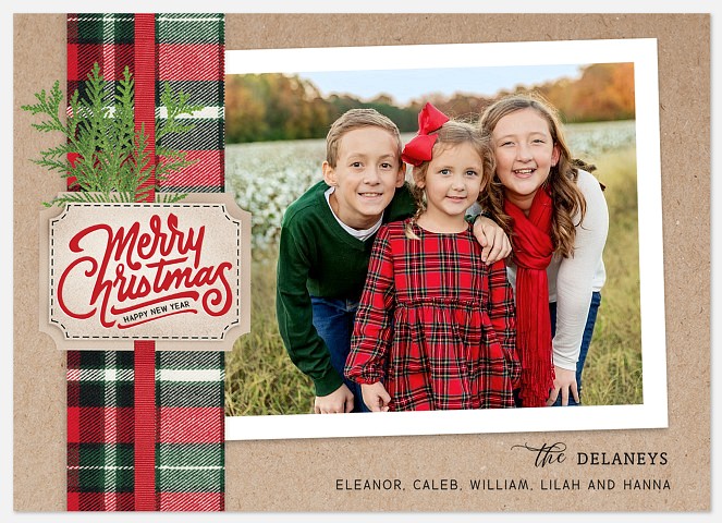 Plaid Ribbon Holiday Photo Cards