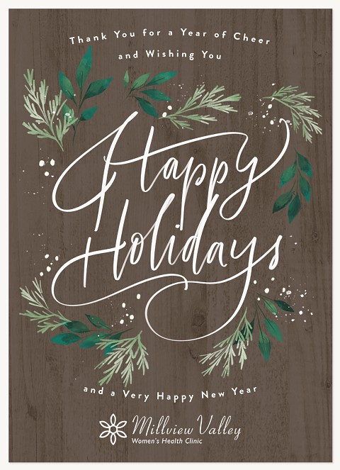 Rustic Botanical Business Holiday Cards