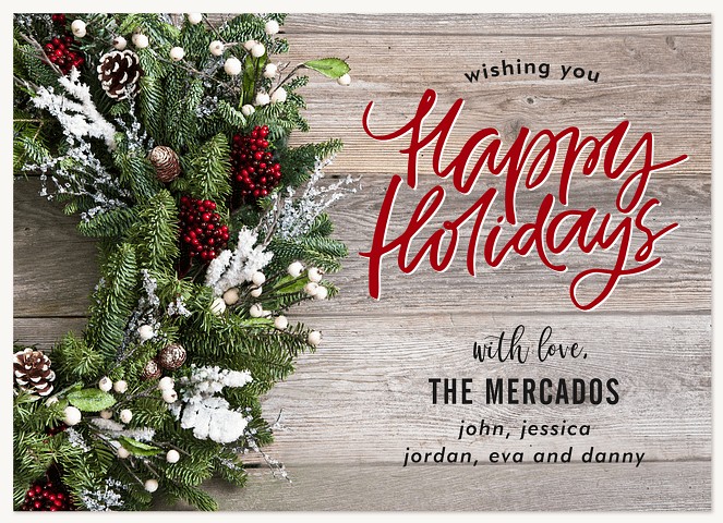 Barn Wreath Personalized Holiday Cards