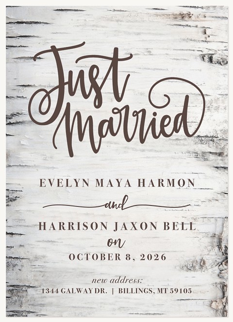 Scripted Birch Wedding Announcements