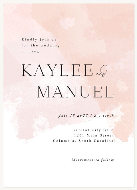Pink Wash Wedding Invitations