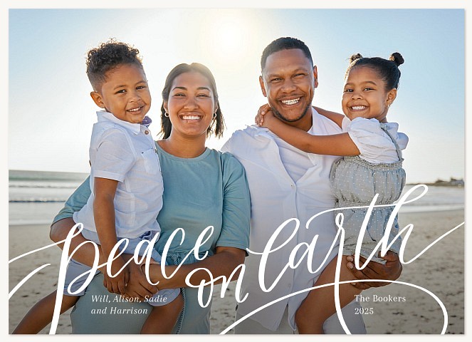 Peace Script Personalized Holiday Cards