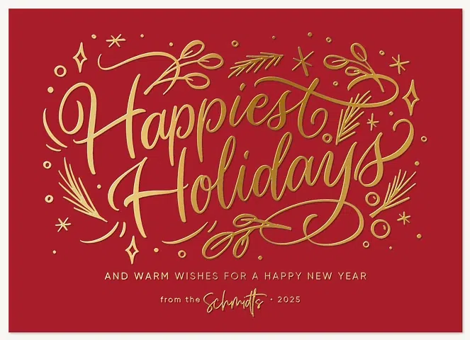 Leaf Lettering Personalized Holiday Cards
