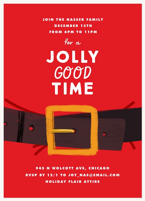 Santa Belly Holiday Party Invitations