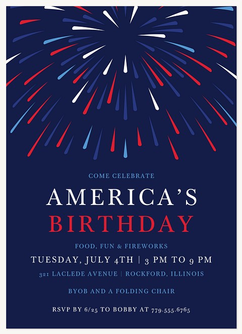 America's Birthday Summer Party Invitations