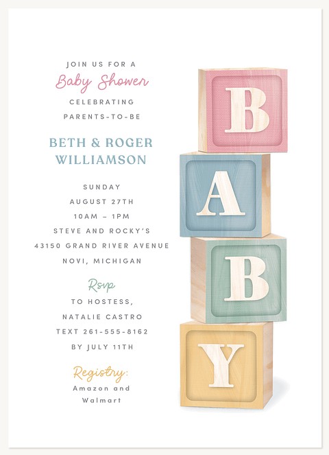Baby Blocks Baby Shower Invites