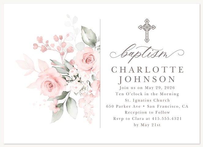 Modern Watercolor Baptisms & Christening Invitations