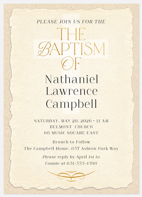 Handmade Paper Baptism Christening Invitations