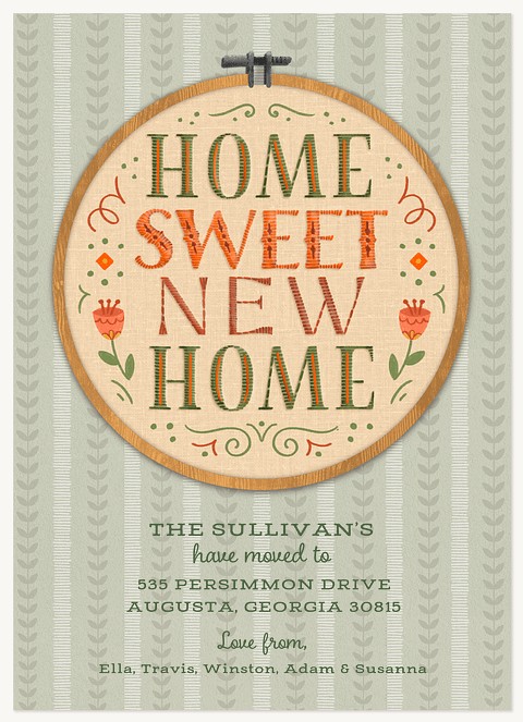 Embroidered Home Moving Announcements