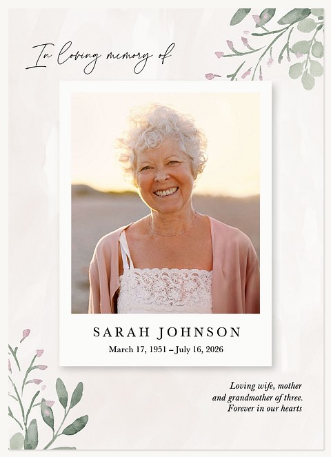 Floral Remembrance Memorial & Sympathy Cards