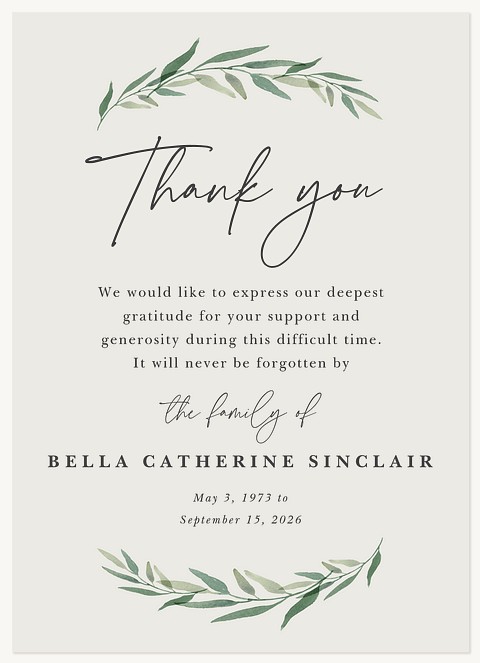 Watercolor Laurels Memorial & Sympathy Cards