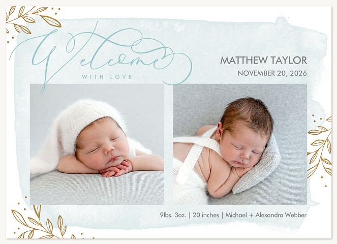 Painted Blue Baby Announcements