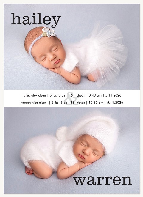 Sweet Stack Twin Birth Announcements