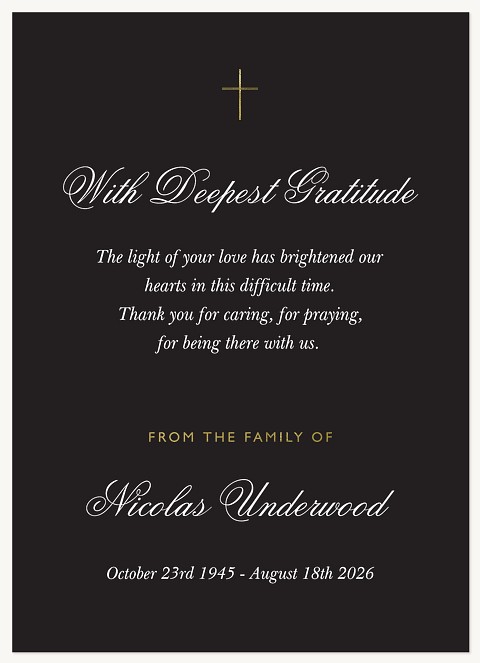 Gold Cross Memorial & Sympathy Cards