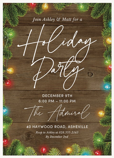 Rustic Lights Holiday Party Invitations
