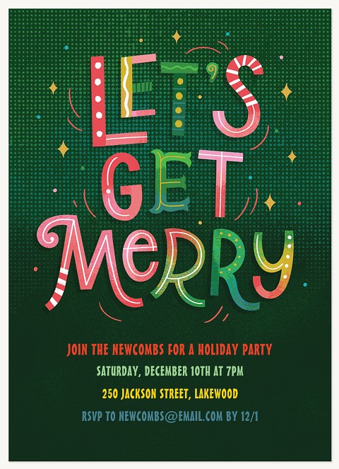 Let's Get Merry Holiday Party Invitations