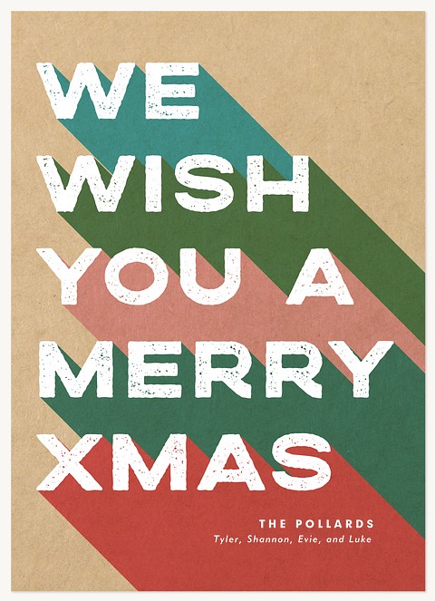 Retro Offset Personalized Holiday Cards