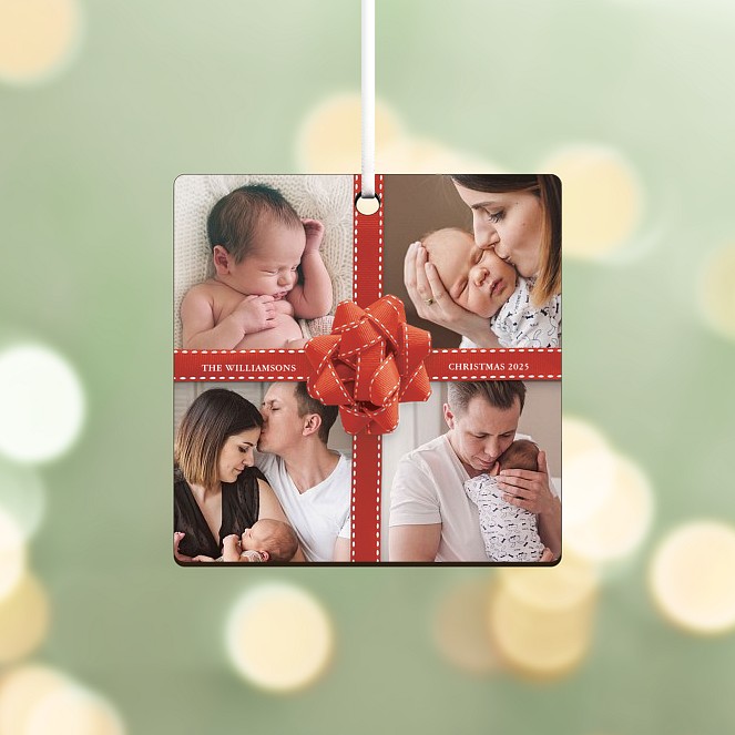 Festive Ribbon Personalized Ornaments