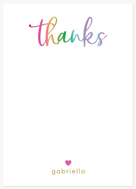 Rainbow Thanks Thank You Cards 
