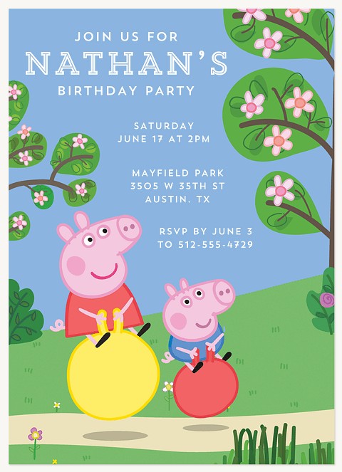 Peppa Pig Playful Park Kids Birthday Invitations