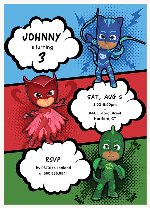 PJ Masks Big Teamup Kids Birthday Invitations