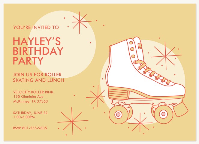 Rollerskate Rendezvous Kids Birthday Invitations