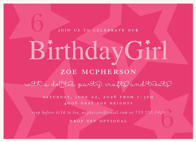 What A Star Kids Birthday Invitations