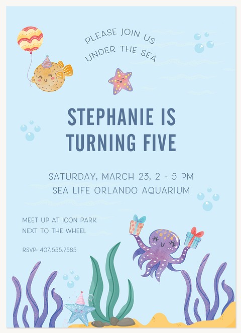 Underwater Fun Kids Birthday Invitations