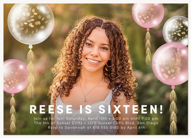 Sweet Balloons Teen Birthday Invitations