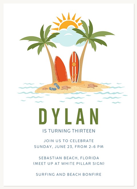 Beachside Teen Birthday Invitations