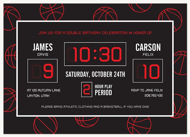 Scoreboard Bash Kids Birthday Invitations