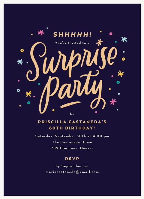 Confetti Surprise Adult Birthday Party Invitations