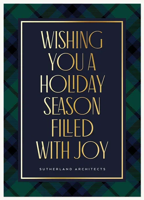 Chic Plaid Business Holiday Cards